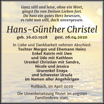 Traueranzeige von Hans-Günther Christel von Mitteldeutsche Zeitung Merseburg/Querfurt
