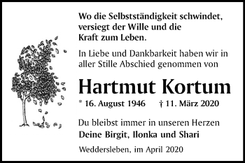 Traueranzeige von Hartmut Kortum von Mitteldeutsche Zeitung Quedlinburg