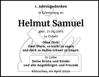 Traueranzeige von Helmut Samuel von Super Sonntag Merseburg/Querfurt