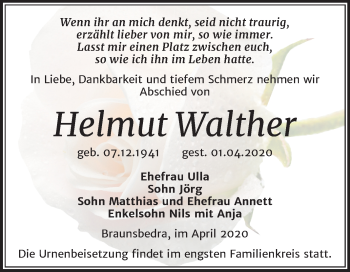 Traueranzeige von Helmut Walther von Super Sonntag Merseburg/Querfurt
