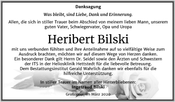 Traueranzeige von Heribert Bilski von Mitteldeutsche Zeitung Mansfelder Land