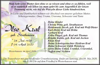 Traueranzeige von Ilse Kral von Super Sonntag Quedlinburg