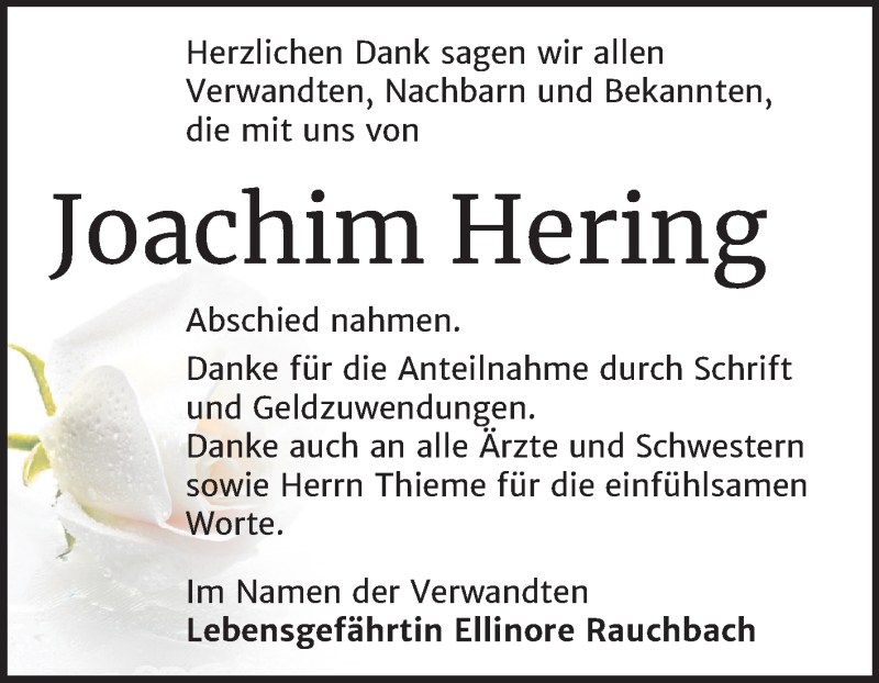  Traueranzeige für Joachim Hering vom 25.04.2020 aus Mitteldeutsche Zeitung Naumburg/Nebra