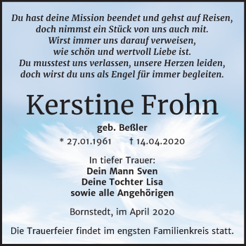 Traueranzeige von Kerstine Frohn von Super Sonntag Mansfelder Land