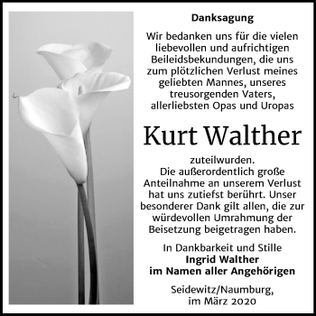 Traueranzeige von Kurt Walther von Mitteldeutsche Zeitung Naumburg/Nebra