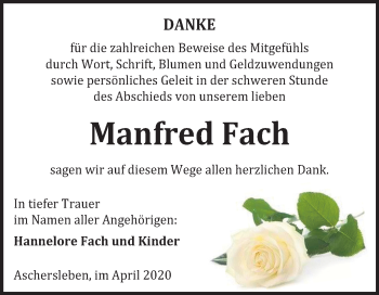 Traueranzeige von Manfred Fach von Super Sonntag Aschersleben