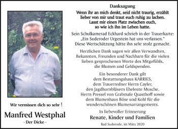 Traueranzeige von Manfred Westphal von Mitteldeutsche Zeitung Quedlinburg