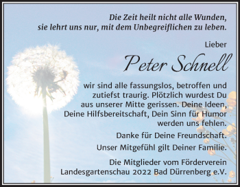 Traueranzeige von Peter Schnell von Mitteldeutsche Zeitung Merseburg/Querfurt
