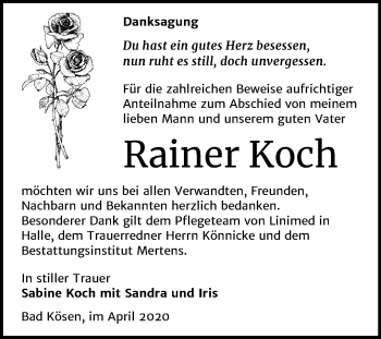 Traueranzeige von Rainer Koch von Super Sonntag Naumburg/Nebra