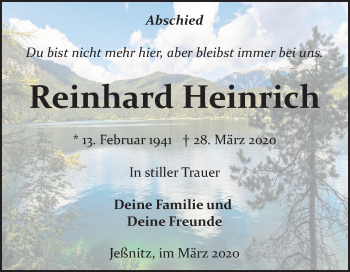 Traueranzeige von Reinhard Heinrich von Mitteldeutsche Zeitung Bitterfeld