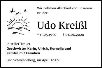 Traueranzeige von Udo Kreißl von Super Sonntag Wittenberg
