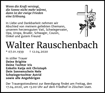 Traueranzeige von Walter Rauschenbach von Mitteldeutsche Zeitung Merseburg/Querfurt