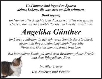 Traueranzeige von Angelika Günther von Super Sonntag Dessau-Roßlau