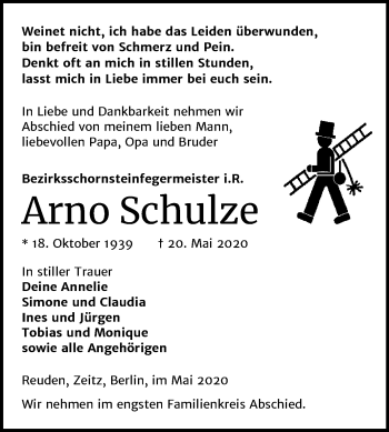Traueranzeige von Arno Schulze von Mitteldeutsche Zeitung Zeitz