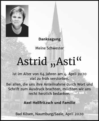Traueranzeige von Astrid Schimming von Super Sonntag Naumburg/Nebra