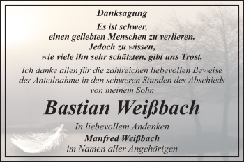 Traueranzeige von Bastian Weißbach von Mitteldeutsche Zeitung Dessau-Roßlau