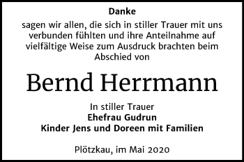 Traueranzeige von Bernd Herrmann von Super Sonntag Bernburg