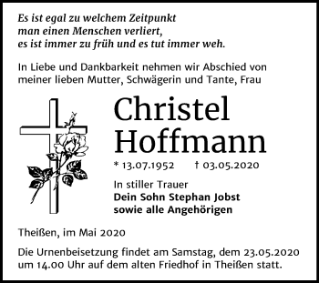Traueranzeige von Christel Hoffmann von Super Sonntag Zeitz