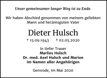 Traueranzeige von Dieter Hulsch von Super Sonntag Quedlinburg
