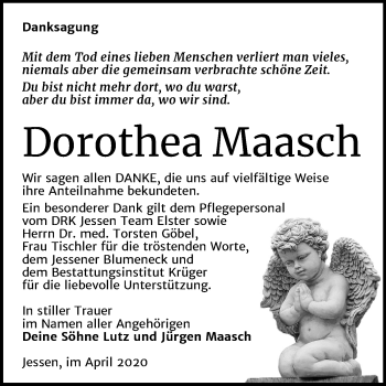 Traueranzeige von Dorothea Maasch von Super Sonntag Wittenberg