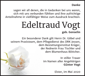 Traueranzeige von Edeltraud Vogt von Super Sonntag Wittenberg