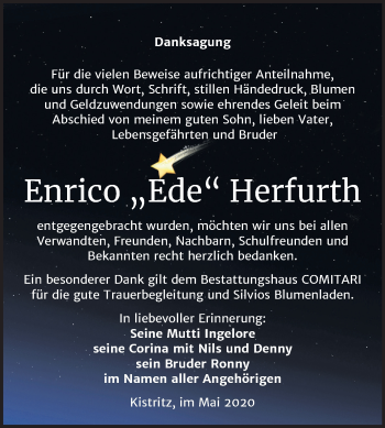 Traueranzeige von Enrico Herfurth von Super Sonntag Weißenfels
