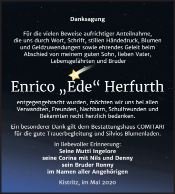 Traueranzeige von Enrico Herfurth von Mitteldeutsche Zeitung Weißenfels