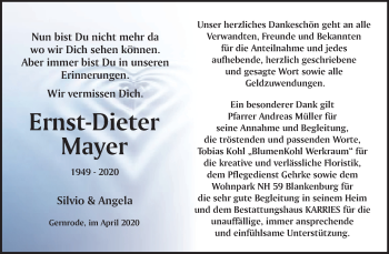 Traueranzeige von Ernst-Dieter Mayer von Super Sonntag Quedlinburg