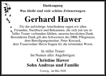 Traueranzeige von Gerhard Hawer von Super Sonntag Wittenberg