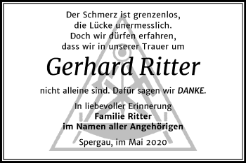 Traueranzeige von Gerhard Ritter von Mitteldeutsche Zeitung Merseburg/Querfurt