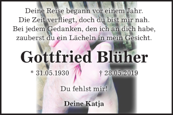 Traueranzeige von Gottfried Blüher von Mitteldeutsche Zeitung Naumburg/Nebra