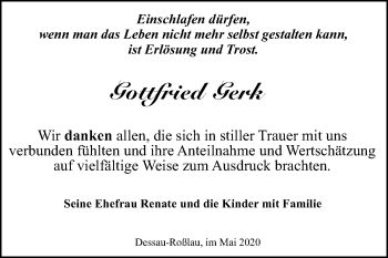 Traueranzeige von Gottfried Gerk von Super Sonntag Dessau-Roßlau