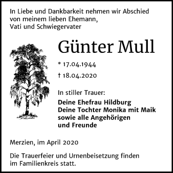 Traueranzeige von Günter Mull von Super Sonntag Köthen