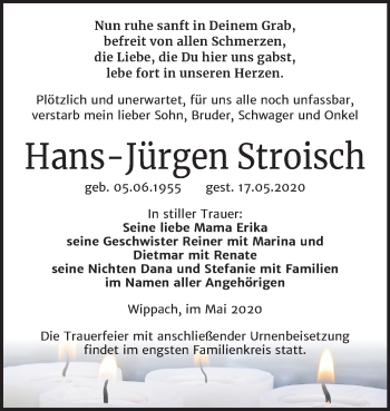 Traueranzeige von Hans-Jürgen Stroisch von Wochenspiegel Naumburg/Nebra