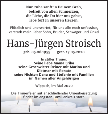 Traueranzeige von Hans-Jürgen Stroisch von Mitteldeutsche Zeitung Naumburg/Nebra