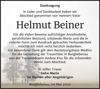Traueranzeige von Helmut Beiner von Mitteldeutsche Zeitung Merseburg/Querfurt