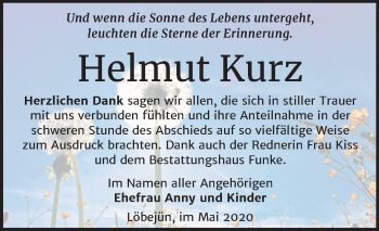 Traueranzeige von Helmut Kurz von Mitteldeutsche Zeitung Halle/Saalkreis
