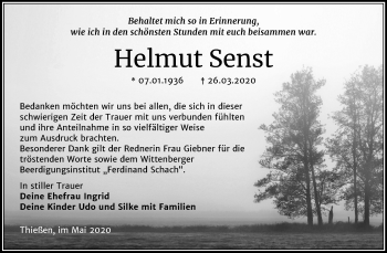 Traueranzeige von Helmut Senst von Mitteldeutsche Zeitung Wittenberg