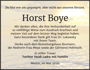 Traueranzeige von Horst Boye von Mitteldeutsche Zeitung Halle/Saalkreis