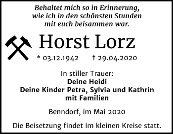Traueranzeige von Horst Lorz von Super Sonntag Mansfelder Land