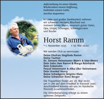 Traueranzeige von Horst Ramm von Mitteldeutsche Zeitung Halle/Saalkreis