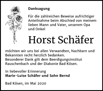 Traueranzeige von Horst Schäfer von Wochenspiegel Naumburg/Nebra