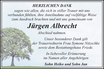 Traueranzeige von Jürgen Albrecht von Super Sonntag Wittenberg