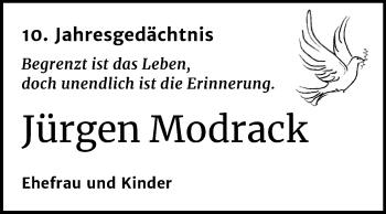 Traueranzeige von Jürgen Modrack von Mitteldeutsche Zeitung Naumburg/Nebra