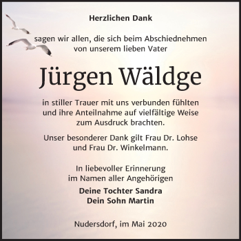 Traueranzeige von Jürgen Wäldge von Mitteldeutsche Zeitung Wittenberg