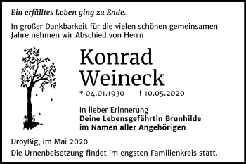 Traueranzeige von Konrad Weineck von Mitteldeutsche Zeitung Zeitz