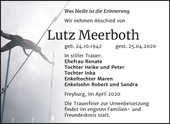 Traueranzeige von Lutz Meerboth von Super Sonntag Naumburg/Nebra