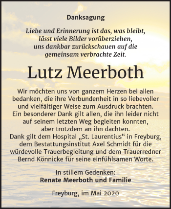 Traueranzeige von Lutz Meerboth von Super Sonntag Naumburg/Nebra