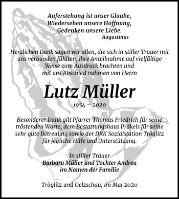 Traueranzeige von Lutz Müller von Mitteldeutsche Zeitung Zeitz