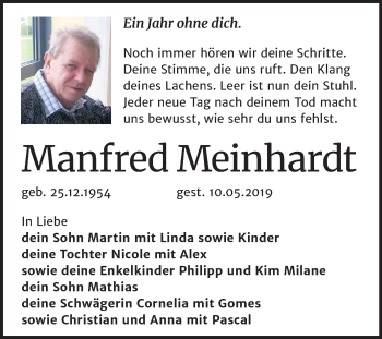 Traueranzeige von Manfred Meinhardt von Mitteldeutsche Zeitung Dessau-Roßlau